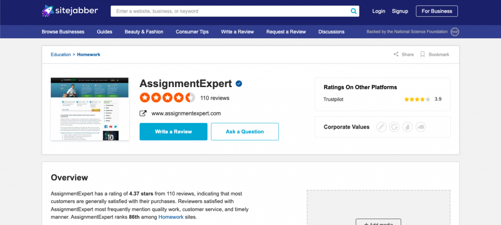 assignment expert online reputation