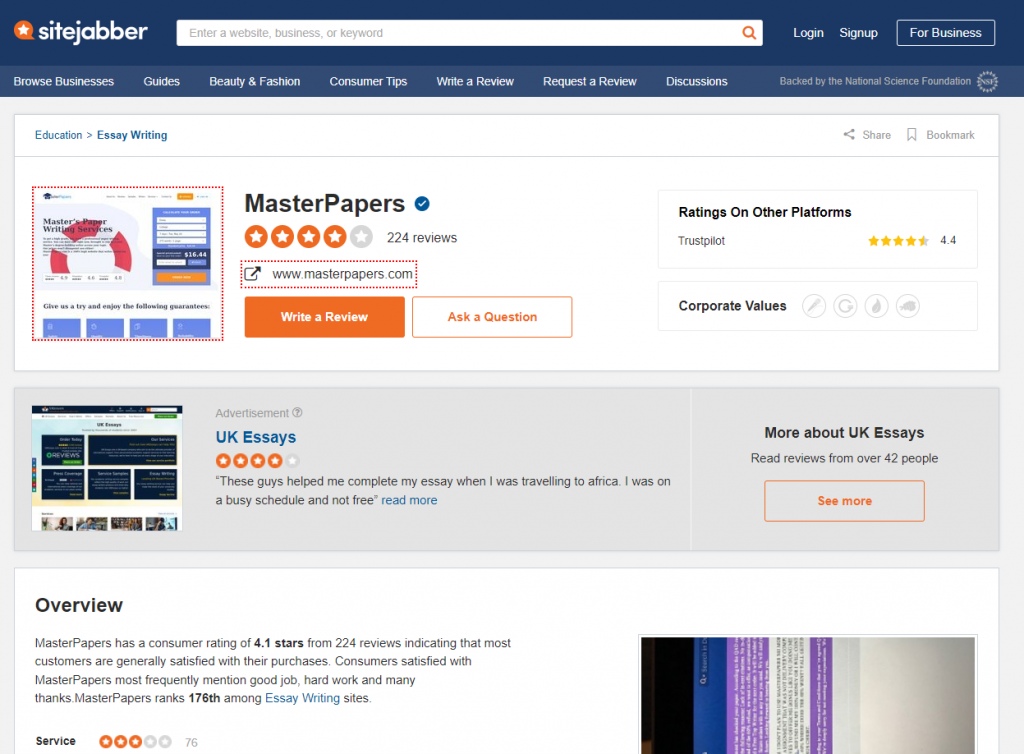 MasterPapers sitejabber